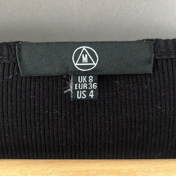 Missguided Black Long Sleeved Gold Button Front Scoop Neck Midi Dress Size 4 - Picture 5 of 9